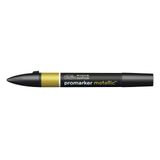 Winsor & Newton 0206689 ProMarker Metalik, Profesyonel Düzen Kalemi - 2 Uçlu, Çizimler, Tasarım ve Düzenler için İnce ve Geniş - Metalik Altın