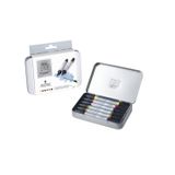 Winsor & Newton 0290002 sulu boya kalemi – 2 uç, fırça ve ince uç, solmaz, kaligrafi, çizimler için yüksek pigmentli sulu boya – 6'lı boya seti