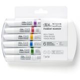 Winsor & Newton 0290043 Pigment Marker (Yüksek Kaliteli, Işığa Dayanıklı Sanatçı Pigmentleri İle Renk Derinliği Ve Yüksek Aydınlatma Gücü İçin - Grafik Tasarımları Ve İllüstrasyonlar İçin) 6 Renk Zengin Ton Seti