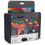Winsor & Newton 0290078 ProMarker (Cüzdanda, Profesyonel Düzen Kalemi - 2 Uçlu, Çizimler, Tasarım ve Düzenler için İnce ve Geniş) 24 Renkli Set