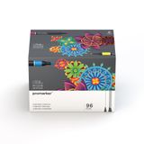 Winsor & Newton 0290152 ProMarker, Profesyonel Düzen Kalemi - 2 Uçlu, Çizimler, Tasarım ve Düzenler için İnce ve Geniş - Büyük Kutu - 96 Renkli Set