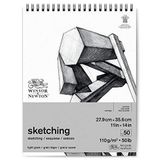 Winsor & Newton 6672007, Ekstra Beyaz, 27,9 x 35,6 cm-50 Yaprak Spiral Blokta Eskiz Kağıdı, 50 Adet
