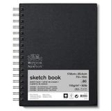 Winsor & Newton 6672009 spiral ciltli eskiz defteri, 80 yaprak, mikro delikli yapraklı eskiz kağıdı, 17,8 x 25,4 cm