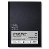 Winsor & Newton 6673007 eskiz defteri, 50 yaprak eskiz kağıdı, 170 g/m², sert kapak, sırt tutkallı, mikro delikli yapraklar - A4