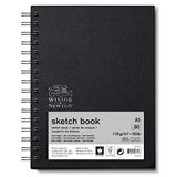 Winsor & Newton 6673010 eskiz defteri, 80 yapraklı eskiz kağıdı, 110 g/m², sert kapak, arka yapışkanlı, mikro delikli yapraklar, spiral ciltli, DIN A5