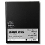 Winsor & Newton 6673019 eskiz defteri, 80 yaprak eskiz kağıdı, 110 g/m², sert kapak, sırt tutkallı, mikro delikli yapraklar - 27,9 x 35,6 cm