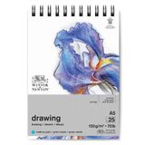 Winsor & Newton 6691005 Spiral blok içinde çizim kağıdı - 25 yaprak DIN A5, 150 g/m², orta tanecik, doğal beyaz, asitsiz, eskimeye dayanıklı, kurşun kalem, pastel ve kömür için ideal