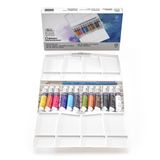 Winsor & Newton Cotman 0390377 Sulu Boya Painting Plus Seti, 12 Canlı Sulu Boya Seti, Yüksek Kaliteli Pigmentlerden Çok İyi Renk Parlaklığına Sahip, 8 ml Tüplerde, Fırça ve Karıştırma Paletli