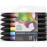 Winsor & Newton Promarker Keçe Uçlu Kalemler Basic Tones 12 x Marker Renkli Set