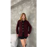 winter club Kadın Bordo Leopar Desenli şardonlu Hırka leoparuzunvizon52