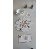 Winter Flower 18 Parça Linen Kumaş Amerikan Servis Seti - 35 x 35 cm - Açık Krem