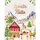 Winter Notes — Dot Grid & Lined Pages: Snowy Winter Tales Design Series (Red House Scene)