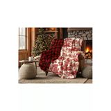 Winterfell Yün Kadife Ekose Çift Taraflı Tv Battaniyesi Red Forrest 140X190