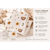 WinterSun Baby 2 Katlı Müslin Bebek Battaniyesi – %100 Pamuk, Ponpon Detaylı 80 x 90 - Beyaz