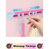 Wintoup #askı Kolay Montaj Küçük Eşya Havlu Eşarp Mutfak Banyo Dolap Içi Düzenleyici 10 Kancalı Raylı Askı - Çok Renkli
