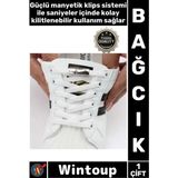 Wintoup #bağcık Beyaz Renk Manyetik Klipsli Lastikli Pratik Şık Çocuklar Için Mıknatıslı Ayakkabı Bağcığı - Tek Ebat