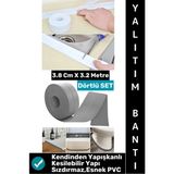 Wintoup #bantseti Mutfak Lavabo Pencere Sızdırmaz Kenar Yalıtım Bandı Çok Şık Beyaz-Gri 3.2 Metre Dörtlü Set - 38 Mm X 3.2 Metre - Çok Renkli - 4'lü