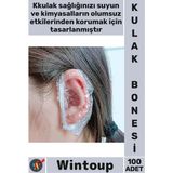 Wintoup #bone Şeffaf Esnek Lastikli Çocuk Duş Banyo Boya Koruyucu Su Geçirmez Kulak Bonesi 100 Adet