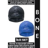Wintoup #Bone Yumuşak Havuz Deniz Yüzme Kulağa Su Kaçırmaz Elastik Silikon Büyük Beden Saç Bonesi İkili SET