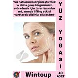 Wintoup #ciltbakım Unisex Kadın Erkek Yüz Cilt Bakım Güzellik V Şekil Genç Görünüm Veren Kırışıklık Karşıtı Şeffaf Silikon Yüz Yogası Gerdirme Bandı 40 Adet - Tek Ebat