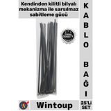 Wintoup #Cırt Dayanıklı Metal 4.6 X 250 Mm Sağlam Endüstriyel Paslanmaz Çelik Kablo Bağı 25'li Cırt Kelepçe