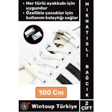 Wintoup Çocuk Genç Yetişkin Şık Klipsli Manyetik Lastikli Pratik Mıknatıslı Ayakkabı Bağcığı 100 cm 2 Çift - Standart