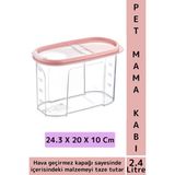 Wintoup Dayanıklı Sert Plastik Hijyenik Tazelik Sağlayan Hava Geçirmez Kapak Kedi Köpek Mama Kabı 2.4 Litre - Şeffaf