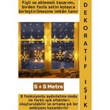 Wintoup Dış Mekan Balkon Vitrin Süsleme 8 Mod Fişli Eklemeli 5+5 Metre 10 Saçaklı Kar Tanesi Perde LED Işık - 1 - 10 W