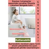 Wintoup Eğitici Çocuk Özgüven Kazanımı Konforlu Kaymaz Ayarlanabilir Merdiven Klozet Tuvalet Eğitimi Aparatı - Pembe - Standart