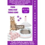 Wintoup Evcil Hayvan Pet Yırtılma Dayanıklı Kötü Koku Önleyen Pudra Kokulu Kedi Kumu Torbası 82X50 cm 7 Adet