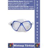 Wintoup #gözlük Konforlu Sızdırmaz Buğu Önleyici Temperli Cam Ayarlanabilir Deniz Dalış Yüzücü Maskesi Mavi - Standart - Çok Renkli