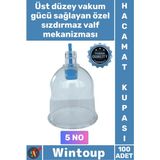 Wintoup #hacamat Vakumlu Hijyenik Tıbbi Kalite Şeffaf Tek Kullanımlık Sert 5 Numara Hacamat Kupası 100 Adet - Çok Renkli