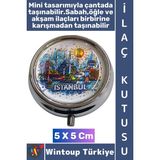 Wintoup #hediye Dekoratif Hediye 3 Bölmeli Vitamin Hap Tablet Istanbul Temalı Saklama Kutusu 5 x 5 cm - Çok Renkli