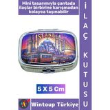 Wintoup #hediye Dekoratif Hediye Istanbul Temalı 2 Bölmeli Vitamin Hap Tablet Saklama Kutusu 5 x 5 cm - Çok Renkli