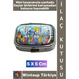 Wintoup #hediye Hediye Dekoratif Şık Istanbul Tema 2 Bölmeli Vitamin Hap Tablet Saklama Kutusu 5 x 5 cm - Çok Renkli