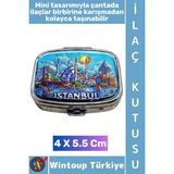 Wintoup #hediye Hediyelik Şık Istanbul Temalı 2 Bölmeli Hap Vitamin Tablet Saklama Kutusu 4 x 5,5 cm - Çok Renkli