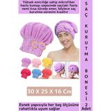 Wintoup Her Baş Ölçüsüne Uyumlu Esnek Hızlı Emici Banyo Havuz Duş Mikrofiber Havlu Saç Kurutma Bonesi 2 Adet - Renkli