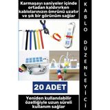 Wintoup #kablodüzenleyici Ev Ofis Atölye Kamp Outdoor Bilgisayar Şarj Aleti Karışıklık Önleyici Tekrar Kullanılabilir Pratik Cırt Cırtlı Kablo Düzenleyici Kelepçe Seti 20 Adet