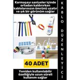 Wintoup #kablodüzenleyici Ev Ofis Atölye Kamp Outdoor Bilgisayar Şarj Aleti Karışıklık Önleyici Tekrar Kullanılabilir Pratik Cırt Cırtlı Kablo Düzenleyici Kelepçe Seti 40 Adet