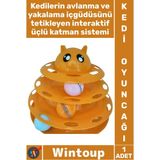 Wintoup #kedi Dayanıklı Interaktif Eğitici Renkli Toplu Hareketli Zeka Ilgi Çekici Pet Kedi Başlıklı 3 Katlı Kedi Oyuncağı - Tek Ebat - Çok Renkli