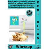Wintoup #kedioltası Interaktif Çanlı Hareketli Esnek Kelebek Model Kendinden Yapışkanlı Şık Kedi Oyun Oltası - Tek Ebat