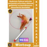 Wintoup #kedioyuncağı Interaktif Eğlence Esnek Dayanıklı Avlanma Içgüdüsü Tetikleyici Kedi Oyun Oltası 90 cm - Tek Ebat