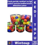 Wintoup #keditopu Renkli Eğlenceli Interaktif Ilgi Çekici Dayanıklı Plastik Sesli Çıngıraklı Evcil Hayvan Pet Kedi Topu 100 Adet - Tek Ebat - Çok Renkli