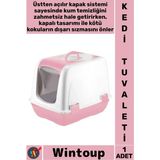 Wintoup #kedituvaleti Üstten Açılır Koku Önleyen Pratik Şeffaf Kapılı Yavru Küçük Kapalı Kedi Tuvaleti Pembe - Tek Ebat