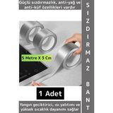 Wintoup Kendinden Yapışkanlı Mutfak Banyo Kolay Temizlenir Su Sızdırmaz Yanmaz Alüminyum Bant 5 Metre x 3 cm - Gri