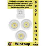 Wintoup #lamba Uzaktan Kumandalı Yapışkanlı Pilli Mutfak Banyo Dokunmatik Şık LED Aydınlatma 3'lü Spot Lamba - Tek Ebat