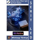 Wintoup #ledışık Dekoratif Ev Ofis Parti Yılbaşı Vitrin Oda Süsleme 100 Ledli Damla Uçlu 10 Metre Şerit LED - Mavi