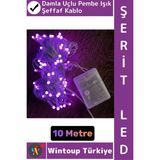 Wintoup #ledışık Dekoratif Ev Ofis Parti Yılbaşı Vitrin Oda Süsleme 100 Ledli Damla Uçlu 10 Metre Şerit LED - Pembe