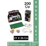 Wintoup Luxery Texas Holdem Casino Blackjack 200 Poker Çipi Çift Iskambil Kağıdı Metal Kutu Poker Oyunu Seti - Standart