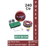 Wintoup Luxery Texas Holdem Casino Blackjack Çift Iskambil Kağıdı Çuha 240 Çip Metal Kutulu Poker Oyunu Seti - Standart